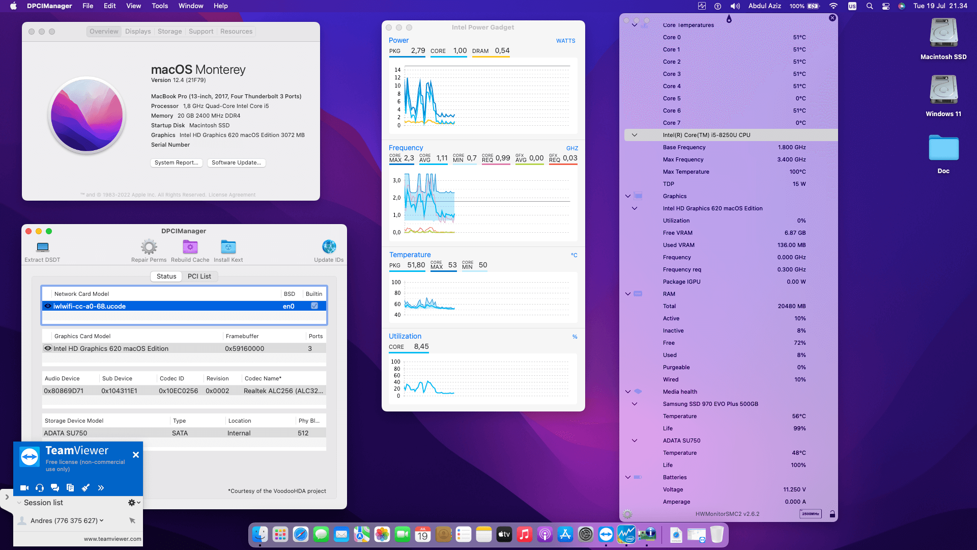 Success Hackintosh macOS Monterey 12.4 Build 21F79 in Asus VivoBook Pro F560UD-EJ511T